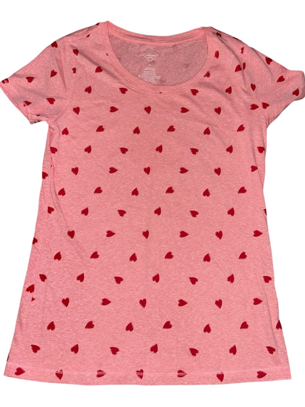 St. John's Bay Pink Tee with Red Heart Print